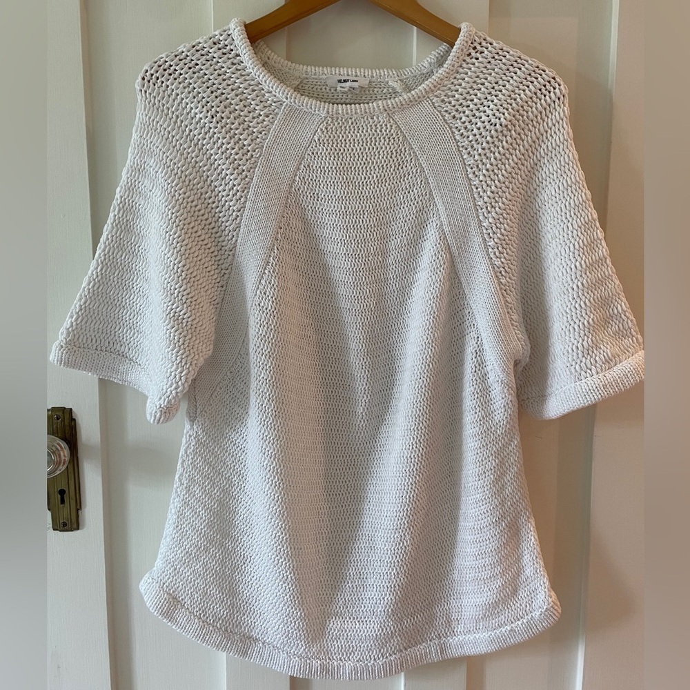Helmut Lang Chunky Knit Cotton Short Sleeve Sweater Lagenlook